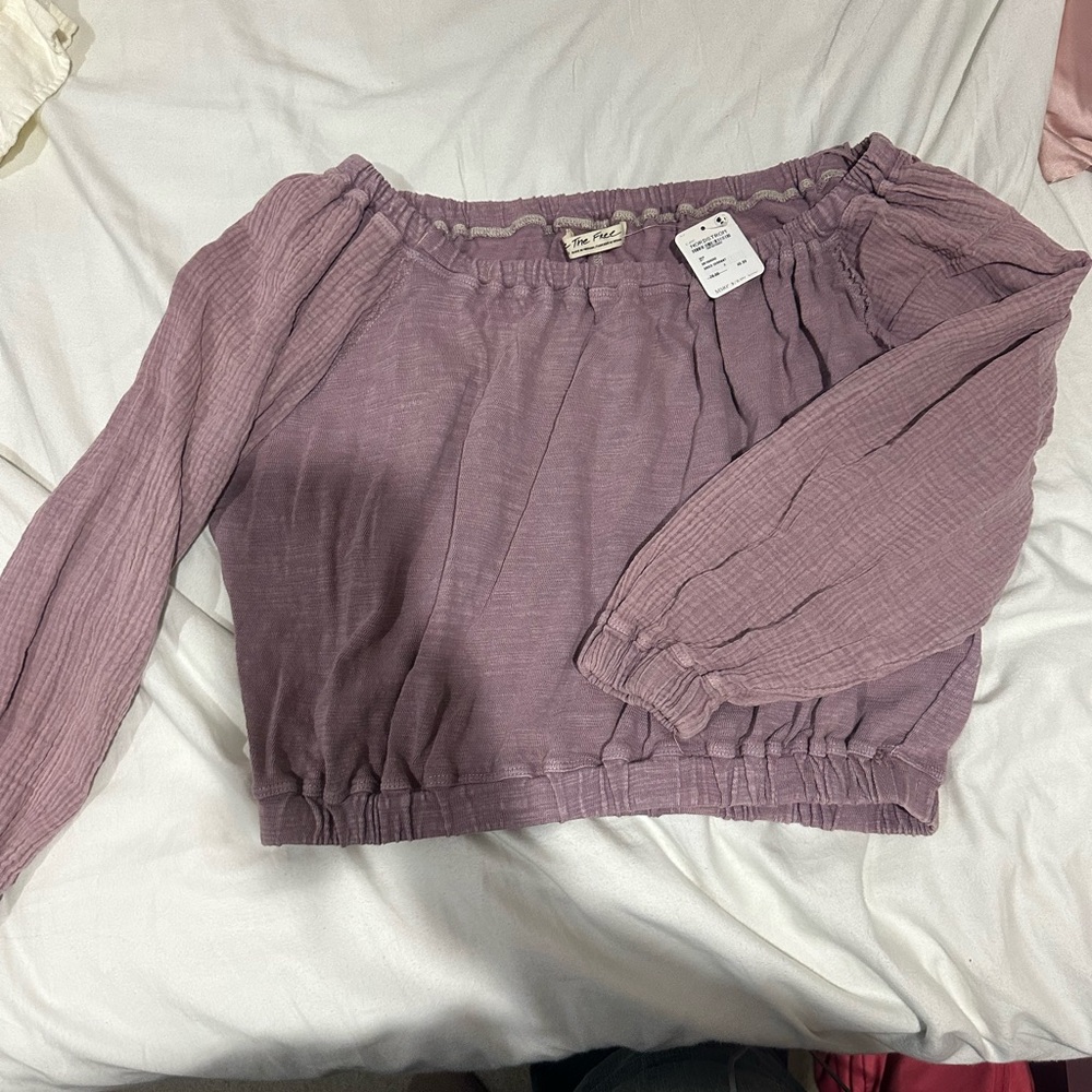 FREE PEOPLE Lavender Off-Shoulder Blouse